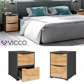 Vicco Kommode Ruben 40 x 54 cm Anthrazit Eiche Nachtschrank