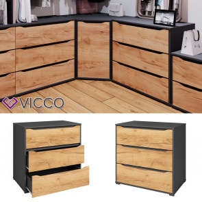 Vicco Kommode Ruben 80 x 78 cm Anthrazit Eiche Sideboard