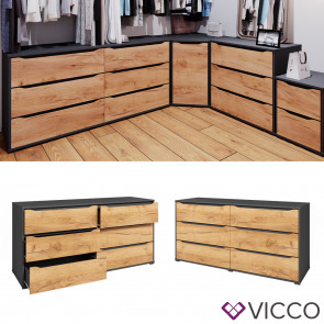 Vicco Kommode Ruben 160 x 78 cm Anthrazit Eiche Anrichte