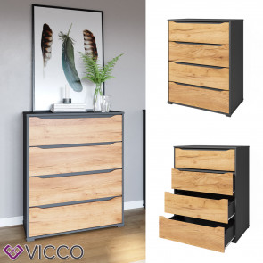 Vicco Kommode Ruben 80 x 102 cm Anthrazit Eiche Highboard