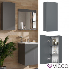 Vicco Hängeschrank Izan Grau 37 x 77 cm Badezimmer 1 Tür