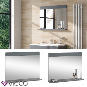 Vicco Badezimmerspiegel Izan Grau 80 x 62 cm mit Regal