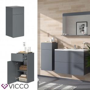 Vicco Midischrank Izan Grau 37 x 77 cm mit Schublade und Tür