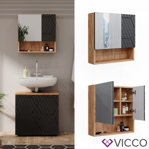 Vicco Badspiegelschrank Irma Eiche Anthrazit 54 x 55 cm Badezimmer