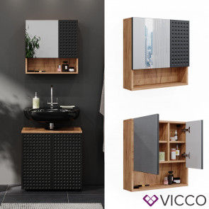 Vicco Badspiegelschrank Irma Eiche Anthrazit 54 x 55 cm Badezimmer