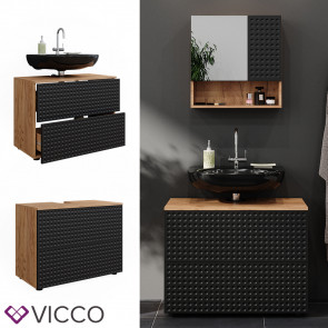 Vicco Waschbeckenunterschrank Irma Eiche Anthrazit 80 x 59 cm 2 Schubladen Badezimmer