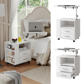 Vicco Nachttisch Bora Weiß 90 x 40 cm mit 2 Schubladen