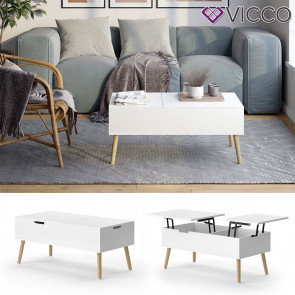 Vicco Couchtisch Riga Weiß 100 x 50 cm ausziehbar Wohnzimmer