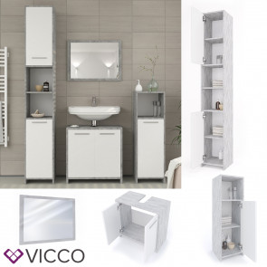 VICCO Badmöbel Set KIKO 4 Teile Grau Beton