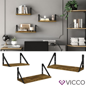 Vicco Wandregal Fyrk Eiche Schwarz 3 Teile
