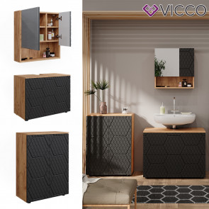 Vicco Badmöbel-Set Irma Eiche Anthrazit 3-teilig Kommode Waschbeckenschrank 80 cm