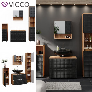 Vicco Badmöbel-Set Irma Eiche Anthrazit 4-teilig Hochschrank Midischrank 95 cm