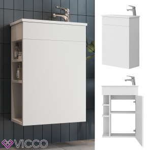 Vicco Badmöbel-Set Amadeo Weiß 2-teilig Waschbecken Waschtischunterschrank große Tür