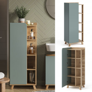Vicco Midischrank Karen Sonoma Blau 50 x 128 cm Tür offene Fächer