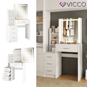 Vicco Schminktisch Lisca Weiß 80 cm mit LED-Spiegel