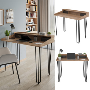 Vicco Schreibtisch Sannar Eiche Schwarz 110 x 60 cm mit Schubladen