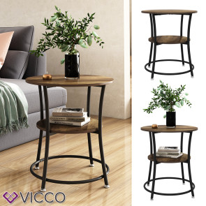 Vicco Couchtisch Quebec Eiche 50 x 55 cm offene Ablage