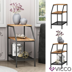 Vicco Anstelltisch Fyrk Eiche Schwarz 30 x 61,5 cm mit 2 offenen Ablagen