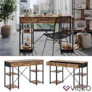 Vicco Schminktisch Chino Eiche 120 cm mit 3 Schubladen