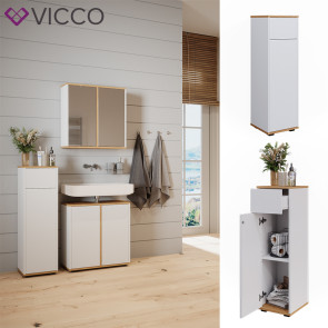 Vicco Midischrank Didi Weiß Eiche 30 x 97 cm mit Schublade