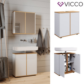 Vicco Waschbeckenunterschrank Didi Weiß Eiche 60 x 62 cm mit 2 Türen