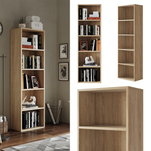 Vicco Bücherregal Bob Eiche 40 x 132 cm mit 5 Fächern