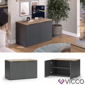Vicco Kommode Wido Anthrazit Eiche 80 x 50 cm mit 2 Türen