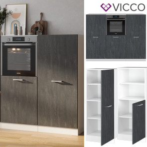 Vicco Küchenblock R-Line 180 cm Schwarz Beton Weiß ohne Arbeitsplatte