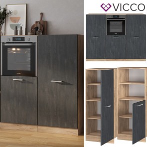 Vicco Küchenblock R-Line 180 cm Schwarz Beton Eiche ohne Arbeitsplatte