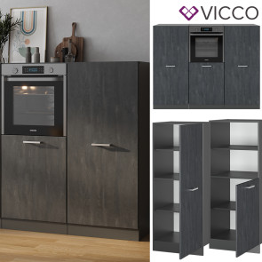 Vicco Küchenblock R-Line 180 cm Schwarz Beton Anthrazit ohne Arbeitsplatte