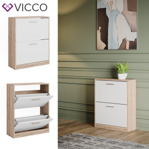 Vicco Schuhschrank Gizmo Eiche Weiß 59 x 73 cm 2 Fächer