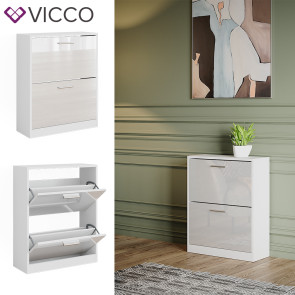Vicco Schuhschrank Gizmo Weiß Hochglanz 59 x 73 cm 2 Fächer