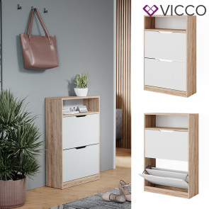 Vicco Schuhkipper Luca Eiche Weiß 59 x 90 cm 2 Klappfächer