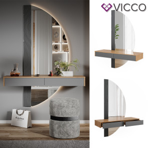 Vicco Schminktisch Melisa Eiche Grau 120 cm mit 2 Schubladen