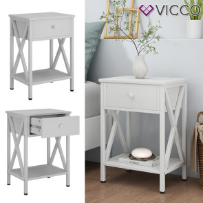 Vicco Nachttisch Keno Weiß 40 x 55 cm 2er Set