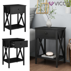 Vicco Nachttisch Keno Schwarz 40 x 55 cm 2er Set
