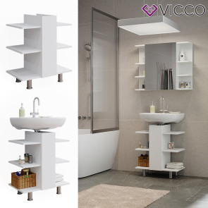 Vicco Waschbeckenunterschrank Fynn Weiß 60 x 70 cm mit 6 Ablagen