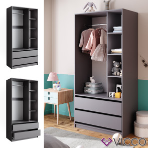 Vicco Kinderkleiderschrank Elmo Anthrazit 100 x 200 cm mit 2 Schubladen