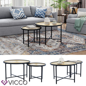 Vicco Couchtisch-Set Winnipeg Holz/Schwarz 62 x 44,5 cm 2 Teile