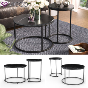 Vicco Couchtisch-Set Ottawa Schwarz Marmor-Optik 2 Teile