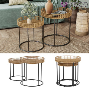 Vicco Couchtisch-Set Brunswick Holz 44 x 47,5 cm mit Tablett