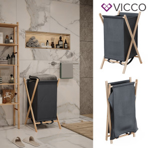 Vicco Wäschekorb Bruno Grau 40 x 64 cm