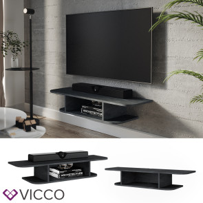 Vicco CD-Regal Lorio Schwarz Beton 105 x 18,2 cm offene Fächer