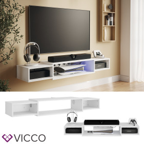 Vicco CD-Regal Nordic Weiß 140 x 20 cm offenes Regal