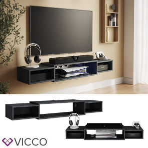 Vicco CD-Regal Nordic Schwarz Beton 140 x 20 cm offenes Regal