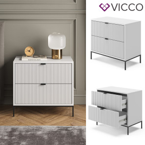 Vicco Nachttisch Eliza Weiß 66 x 60 cm mit 2 Schubladen