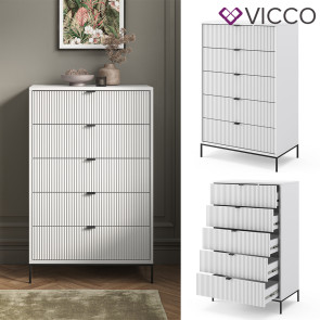 Vicco Kommode Eliza Weiß 76 x 120 cm mit 5 Schubladen