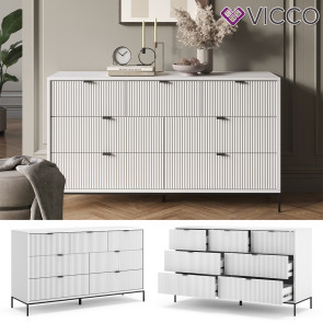Vicco Sideboard Eliza Weiß 140 x 81 cm mit 7 Schubladen