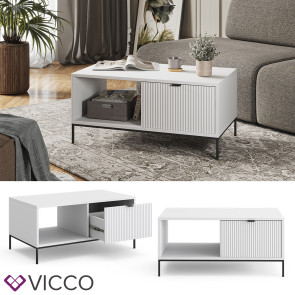 Vicco Couchtisch Eliza Weiß 90 x 45 cm mit einer Schublade