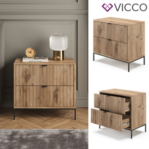 Vicco Nachttisch Eliza Viking Oak 66 x 60 cm mit 2 Schubladen